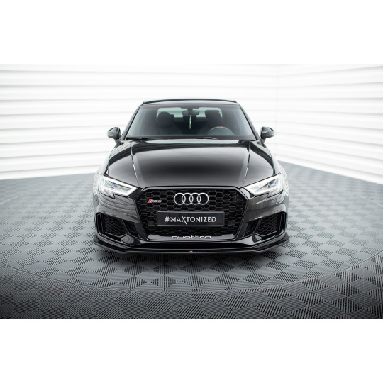 Maxton Design spoiler pod přední nárazník ver.2 pro Audi RS3 8V Facelift, černý lesklý plast ABS, Sedan
