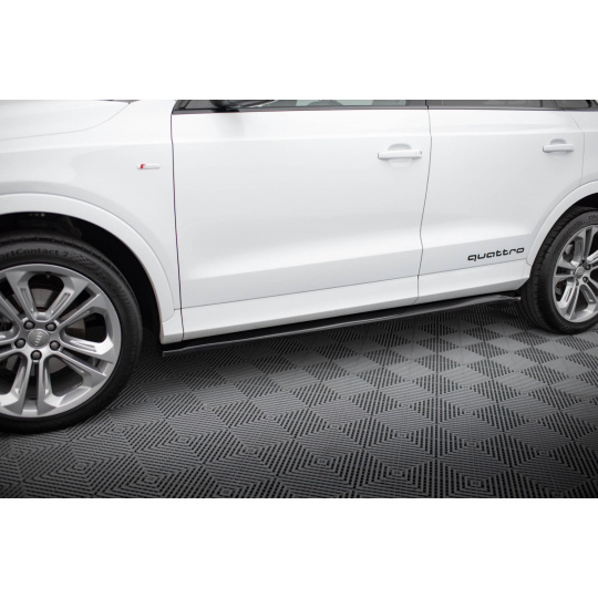 Maxton Design difuzory pod boční prahy pro Audi Q3 8U, černý lesklý plast ABS, S-Line