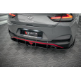 Maxton Design "Street Pro" difuzor zadního nárazníku pro Hyundai I30 MK3 Facelift, plast ABS bez povrchové úpravy, s červenou linkou, Fastback N-Line