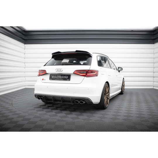 Maxton Design "Street Pro" difuzor zadního nárazníku pro Audi S3 8V, plast ABS bez povrchové úpravy, s černou a červenou linkou, Sportback / Hatchback
