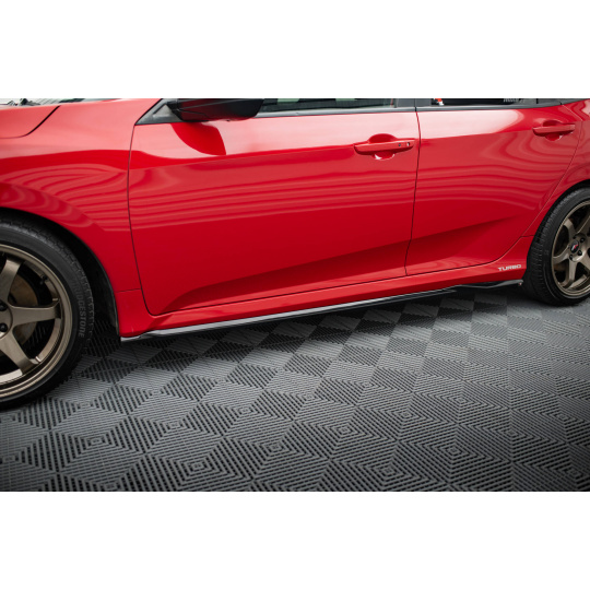Maxton Design difuzory pod boční prahy pro Honda Civic Mk10 SI, černý lesklý plast ABS