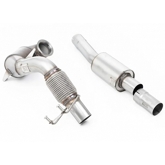 Milltek Sport litinový downpipe s Race katalyzátorem s rezonátorem pro Volkswagen Polo GTI 2.0 TSI (AW 5-dvéř.) bez GPF/OPF 2018-2019, pro Milltek Sport Cat Back systém