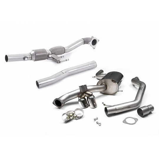 Milltek Sport výfukový systém Turbo-back vč. Hi-Flow sportovního katalyzátoru pro Volkswagen Jetta Mk6 GLI 2.0 TSI 2011-2014, dvojité leštěné koncovky