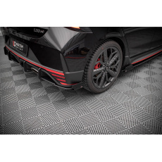 Maxton Design "Street Pro" boční difuzory pod zadní nárazník s křidélky pro Hyundai i20 N Mk3, plast ABS bez povrchové úpravy, s červenou linkou