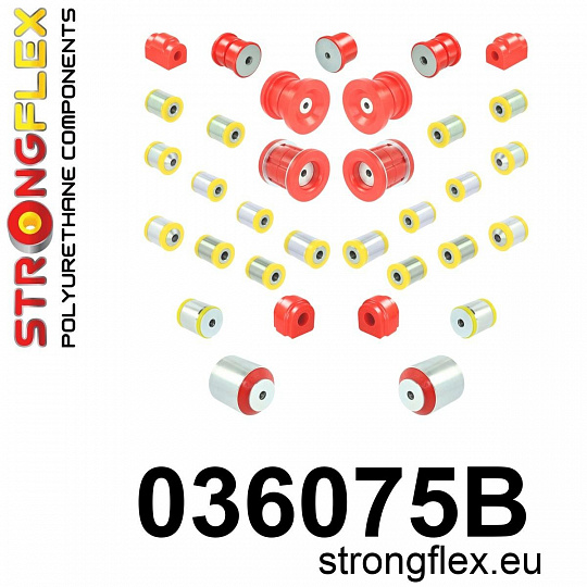 036075B: Strongflex Kompletní sada silentbloků pro zavěšení 036075B: Strongflex Kompletní sada silentbloků pro zavěšení