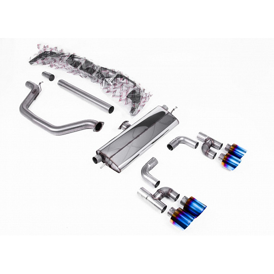 Milltek Sport výfukový systém OPF/GPF Back Golf R Style - Road+ pro Volkswagen Golf Mk8 GTi (Golf R Style Quad Outlet - 245ps s OPF/GPF) 2020-2024, typ koncovek: GT-115 titanově modré Milltek Sport výfukový systém OPF/GPF Back Golf R Style - Road+ pro Volkswagen Golf Mk8 GTi (Golf R Style Quad Outlet - 245ps s OPF/GPF) 2020-2024, typ koncovek: GT-115 titanově modré