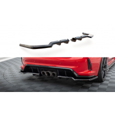 Maxton Design středový spoiler pod zadní nárazník s žebrováním v.1 pro Honda Civic Mk11 Type-R, černý lesklý plast ABS