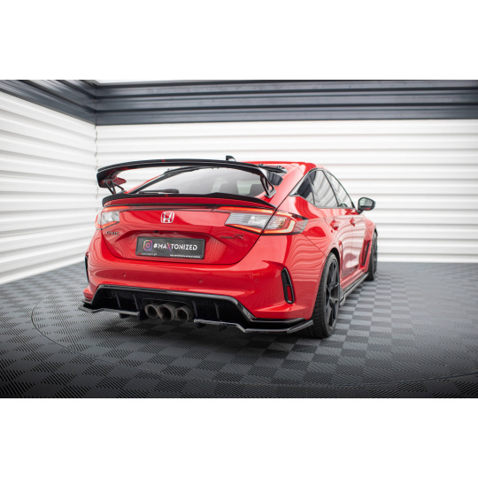 Maxton Design středový spoiler pod zadní nárazník s žebrováním v.1 pro Honda Civic Mk11 Type-R, černý lesklý plast ABS