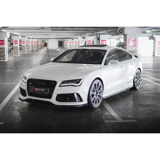 Maxton Design spoiler pod přední nárazník ver.3 pro Audi RS7 C7 FL, černý lesklý plast ABS