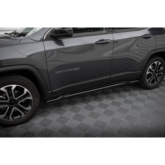 Maxton Design difuzory pod boční prahy pro Jeep Compass Mk2 Facelift Limited, černý lesklý plast ABS