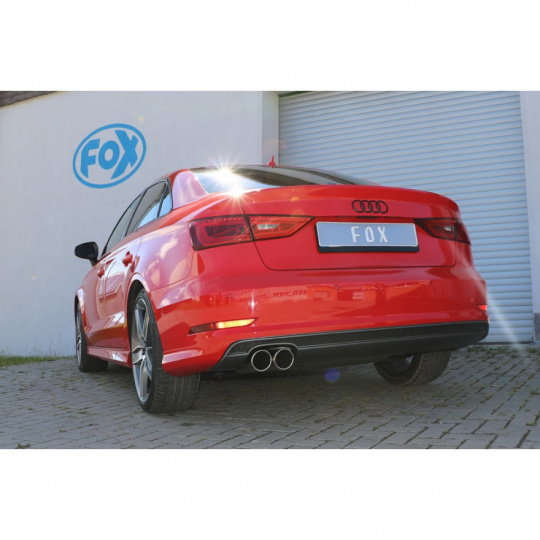 Fox Sportauspuff koncový tlumič výfuku s koncovkou 2x80 Typ 16 pro Audi A3 2012- s motorem 1.2 TFSI, 1.4 TFSI, 1.6 TDI, 2.0 TDI, Limousine S-Line