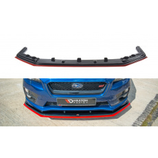 Maxton Design spoiler pod přední nárazník ver.4 pro Subaru Impreza Mk4, černý lesklý plast ABS s červenou linkou