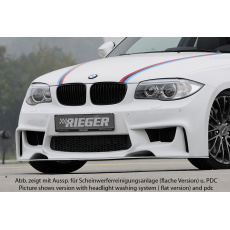 Rieger přední nárazník pro BMW řada 1 E81, E82, E88, E87 2-dvéř., 4-dvéř., kabriolet, kupé, sedan, plast ABS bez povrchové úpravy, pro vozy s ostřikovači předních světlometů a plochou nádobou na ostřikovače