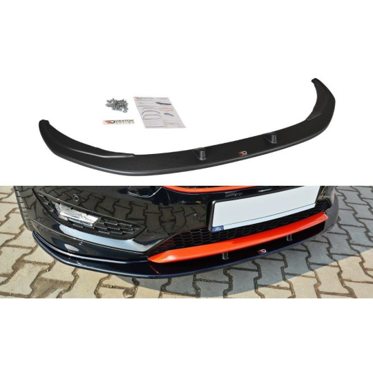 Maxton Design spoiler pod přední nárazník ver.1 pro Ford Focus Mk3 Facelift, černý lesklý plast ABS