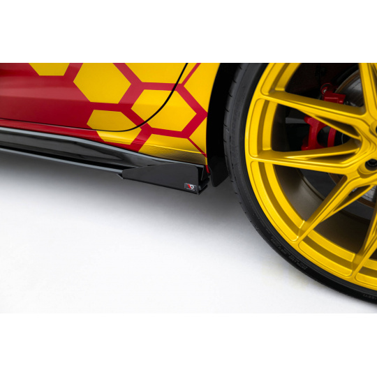 Maxton Design křidélka bočních difuzorů pro Volkswagen Golf R-Line Mk8, Mk8 Facelift, černý lesklý plast ABS
