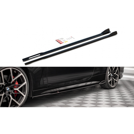 Maxton Design difuzory pod boční prahy ver.2 pro BMW řada 4 G22/M-Pack, černý lesklý plast ABS