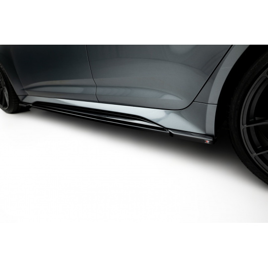 Maxton Design difuzory pod boční prahy pro Audi RS7 C8, černý lesklý plast ABS
