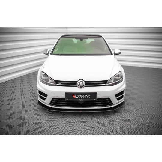 Maxton Design "Street Pro" spoiler pod přední nárazník ver.2 pro Volkswagen Golf R Mk7, plast ABS bez povrchové úpravy, s červenou linkou