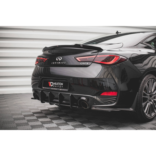 Maxton Design "Street Pro" difuzor zadního nárazníku pro Infiniti Q60 Mk2, plast ABS bez povrchové úpravy, s červenou linkou