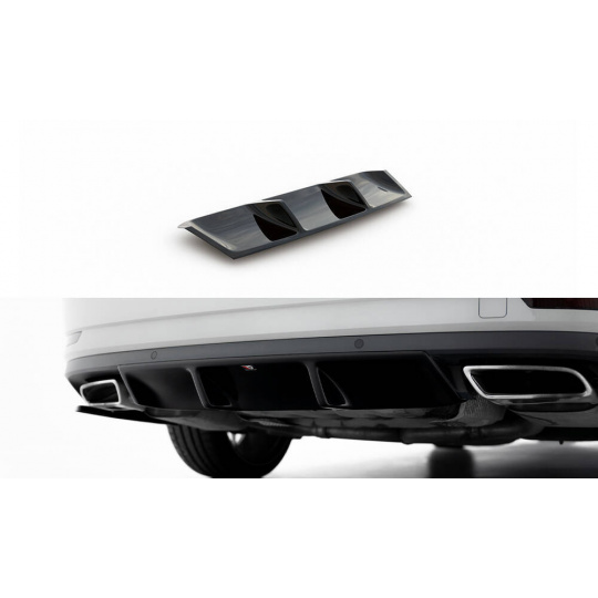 Maxton Design vložka zadního nárazníku pro Škoda Superb Mk3, Mk3 FL, černý lesklý plast ABS