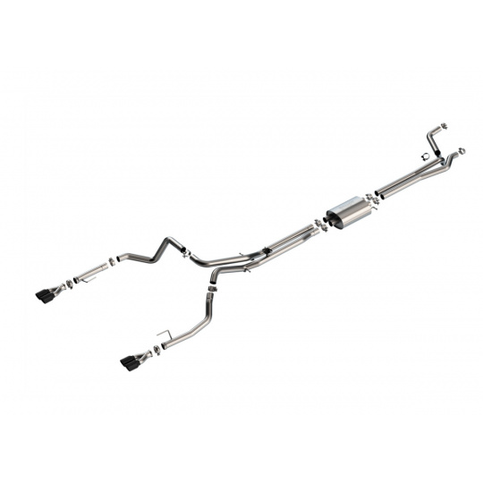 Borla Cat-Back výfukový systém "S-Type" pro Chevrolet Silverado 1500 6.2L V8, automat, 2WD/4WD, EC s SB (6'7") 147.4" WB/ CC s SB (5'10") 147.4" WB, r.v. 2024-2025, mimo ZR2 a AT4X, typ koncovek: černé