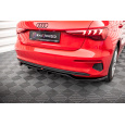 Maxton Design středový spoiler pod zadní nárazník s žebrováním pro Audi A3 8Y, černý lesklý plast ABS, Sportback