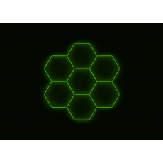 Kompletní LED hexagonové svítidlo zelené, rozměr: 7 elementů 238 x 252 cm
