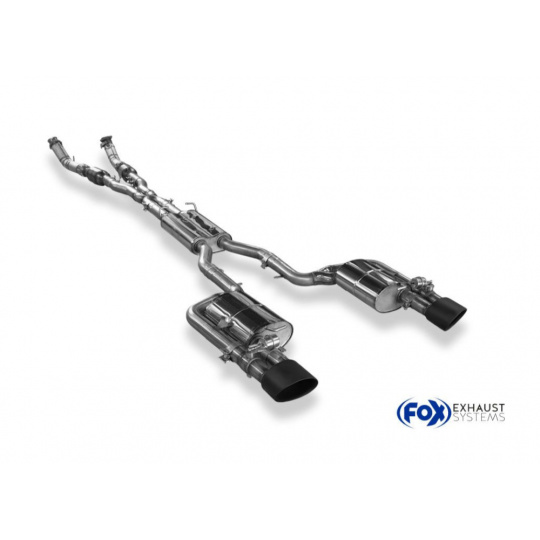 Fox Sportauspuff výfukový systém od katalyzátoru s koncovkou pro Audi RS4 B7 s motorem 4.2 l, černé keramické koncovky