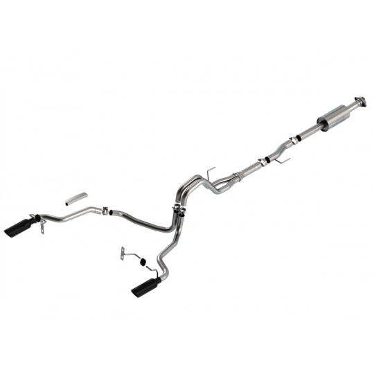 Borla Cat-Back výfukový systém "S-Type" pro Ford F-150 2,7/3,5 V6 4-dvéř., s aut. převodovkou, 2WD/4WD, CC/SHB (5' 7"), EC/SB (6' 7") s rozvorem 145,4", r.v. 2021-, typ koncovek: černé