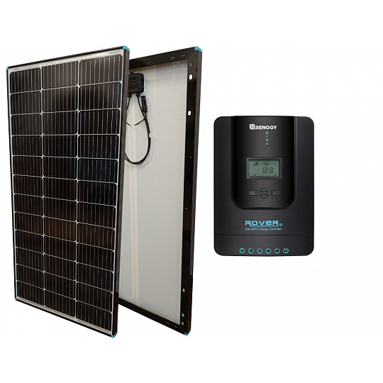 Renogy solární set - Monokrystalický solární panel 100W + Solární regulátor nabíjení Rover Li 20 Amp MPPT