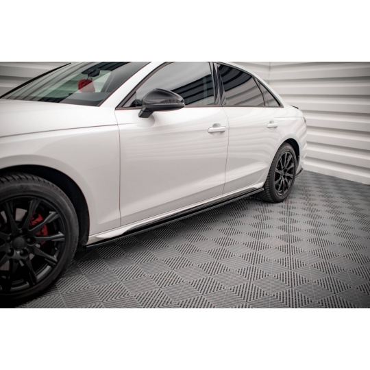 Maxton Design difuzory pod boční prahy pro Audi A4 B9 FL, černý lesklý plast ABS