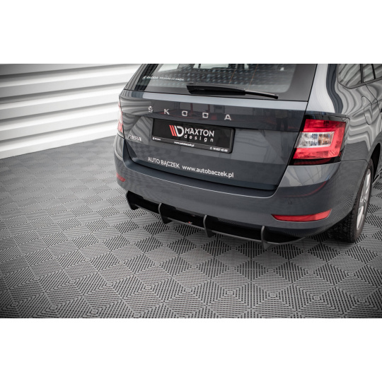Maxton Design "Street Pro" difuzor zadního nárazníku pro Škoda Fabia MK3 Facelift, plast ABS bez povrchové úpravy, s černou a červenou linkou