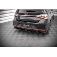 Maxton Design středový spoiler pod zadní nárazník s žebrováním pro Hyundai i20 N Mk3, černý lesklý plast ABS
