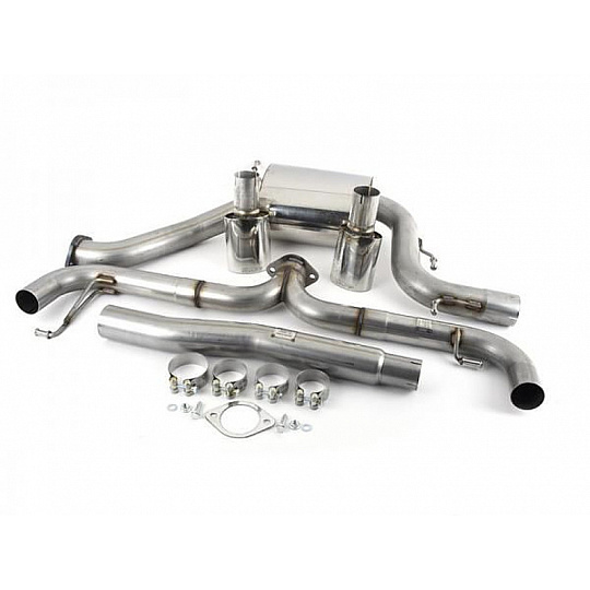 Milltek Sport výfukový systém cat-back Scirocco R-style pro Volkswagen Scirocco GT 2.0 TSi 200PS 2008-2016, leštěné oválné koncovky, určeno pro Scirocco R zadní nárazník