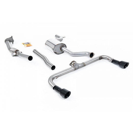 Milltek Sport výfukový systém Turbo-back bez Hi-Flow sportovního katalyzátoru 3" Race System pro Volkswagen Scirocco R 2009-2016, typ koncovek: GT100 černé