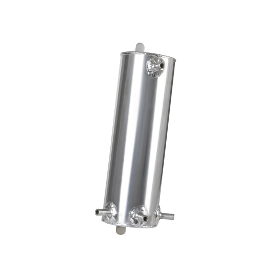 Hliníková vyrovnávací palivová nádrž (surge tank) 1 litr, napojení na výstupy: 4x hadice 9,5 mm