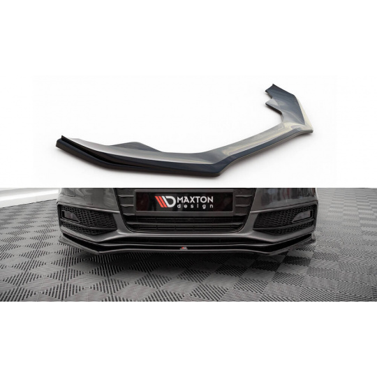 Maxton Design spoiler pod přední nárazník ver.4 pro Audi A4 B8 FL, černý lesklý plast ABS, Sedan/Avant S-Line