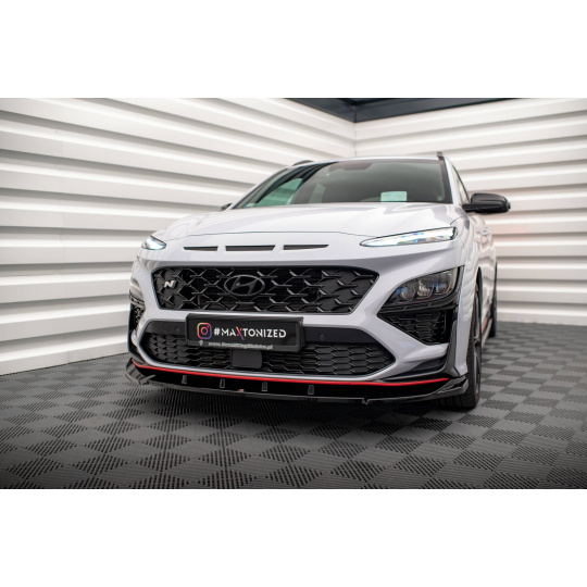 Maxton Design spoiler pod přední nárazník ver.2 pro Hyundai Kona N Mk1, černý lesklý plast ABS