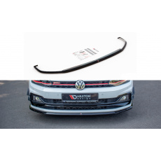 Maxton Design spoiler pod přední nárazník ver.3 pro Volkswagen Polo GTI Mk6, černý lesklý plast ABS