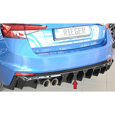 Rieger vložka zadního nárazníku pro orig. koncový tlumič výfuku pro Škoda Fabia PJ hatchback, 06/21-, plast ABS lakovaný do černé lesklé barvy, mont. strana