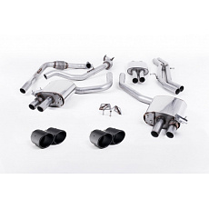 Milltek Sport homologovaný výfuk cat-back s rezonátorem pro Audi S4 3.0 Turbo V6 B9 - Sedan/Avant (se Sport Diff, Without Brace Bars) 2016-2024, typ koncovek: JET-100 karbonové