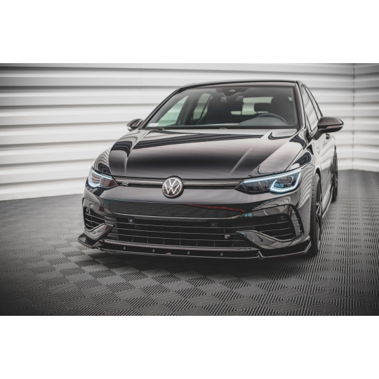 Maxton Design spoiler pod přední nárazník ver.2 pro Volkswagen Golf R Mk8, černý lesklý plast ABS