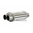 Powersprint koncový výfukový tlumič oválný dvojitý, vnější průměr příruby 2x76 mm, celková délka 370mm