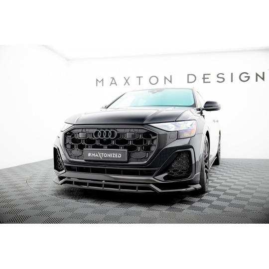 Maxton Design spoiler pod přední nárazník pro Audi Q8 Mk 1 FL, černý lesklý plast ABS, vč. S-Line