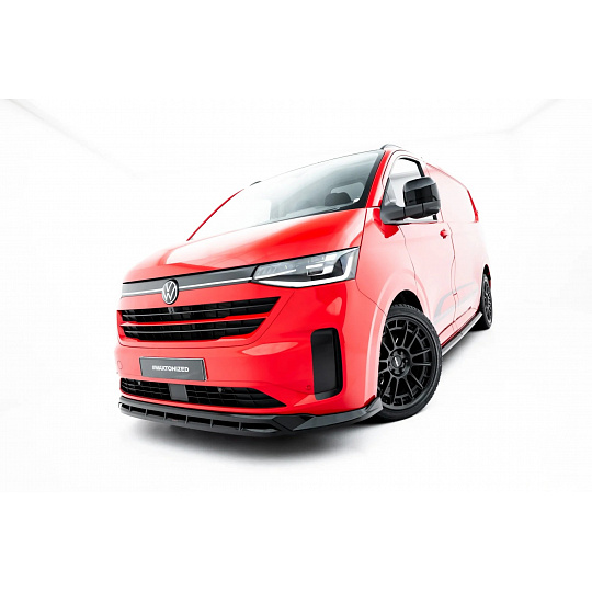 Maxton Design spoiler pod přední nárazník ver.2 pro Volkswagen Transporter T7, černý lesklý plast ABS
