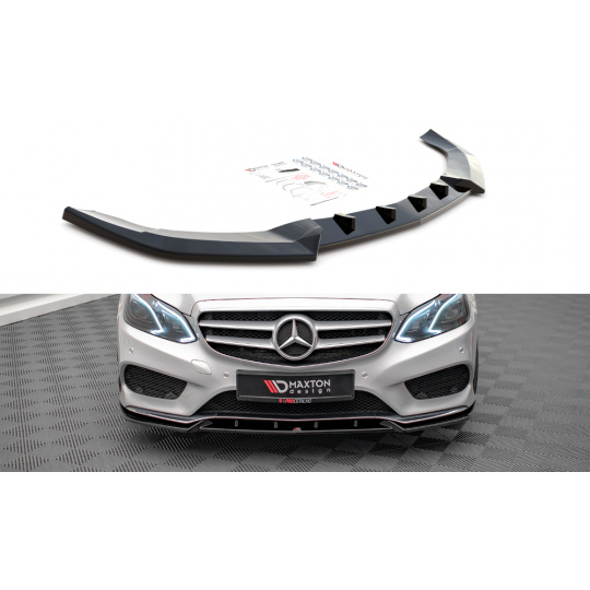 Maxton Design spoiler pod přední nárazník ver.2 pro Mercedes třída E W212 Facelift/AMG- Line/Sedan, černý lesklý plast ABS