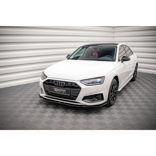 Maxton Design spoiler pod přední nárazník ver.2 pro Audi A4 B9 FL, černý lesklý plast ABS