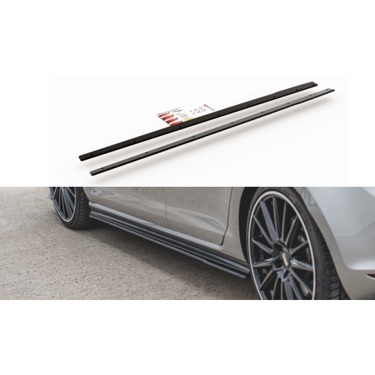 Maxton Design "Racing durability" difuzory pod boční prahy pro Volkswagen Golf GTI Mk7, plast ABS bez povrchové úpravy, s červenou linkou