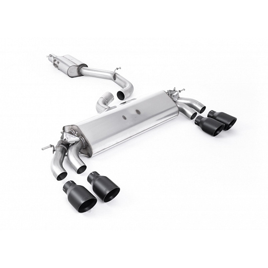 Milltek Sport homologovaný výfuk cat-back GPF Back - s rezonátorem pro Audi S3 2.0 TFSI quattro 3-dvéř. 8V.2 (s GPF) 2019-2020, dvojité, kulaté, typ koncovek: GT-100 černé