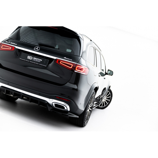 Maxton Design spoiler pod zadní nárazník s žebrováním pro Mercedes GLS X167 AMG-Line Facelift, černý lesklý plast ABS